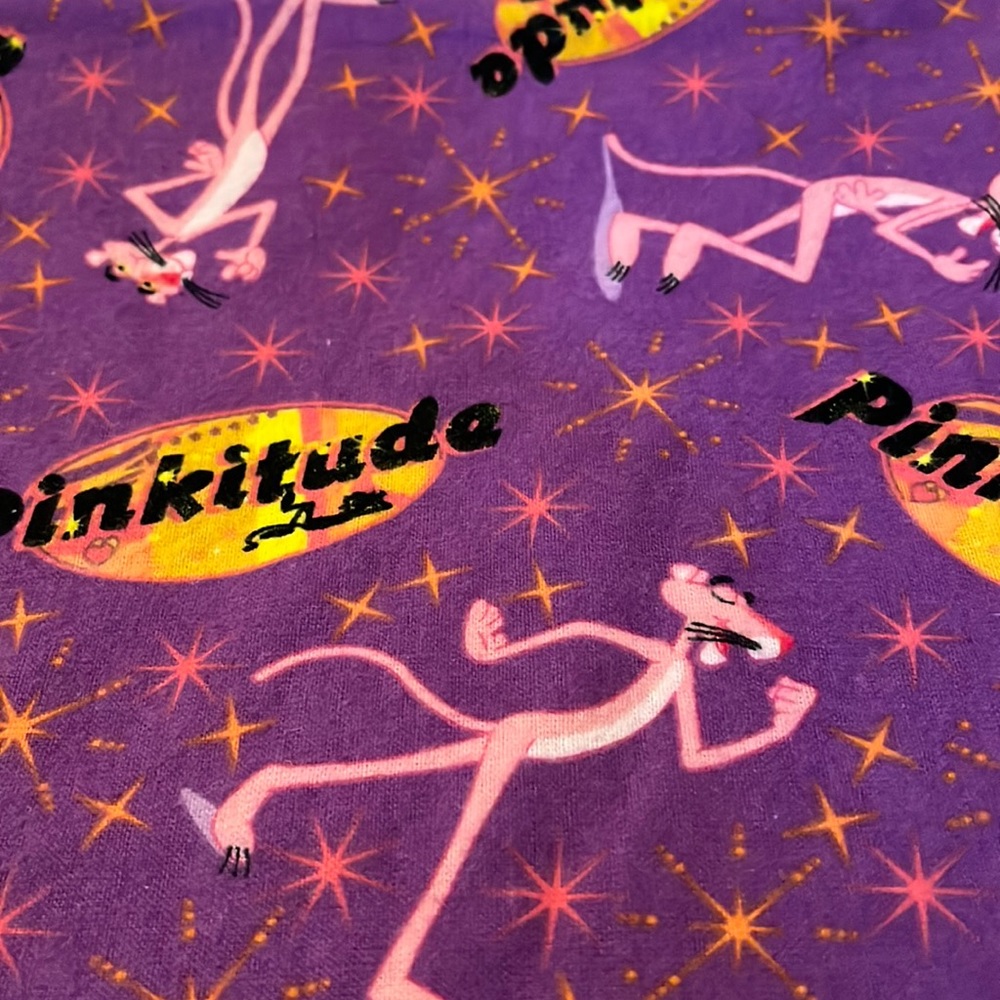 Pink Panther ‘pinkitude’ character Approx 42”X 52” fabric cotton flannel.